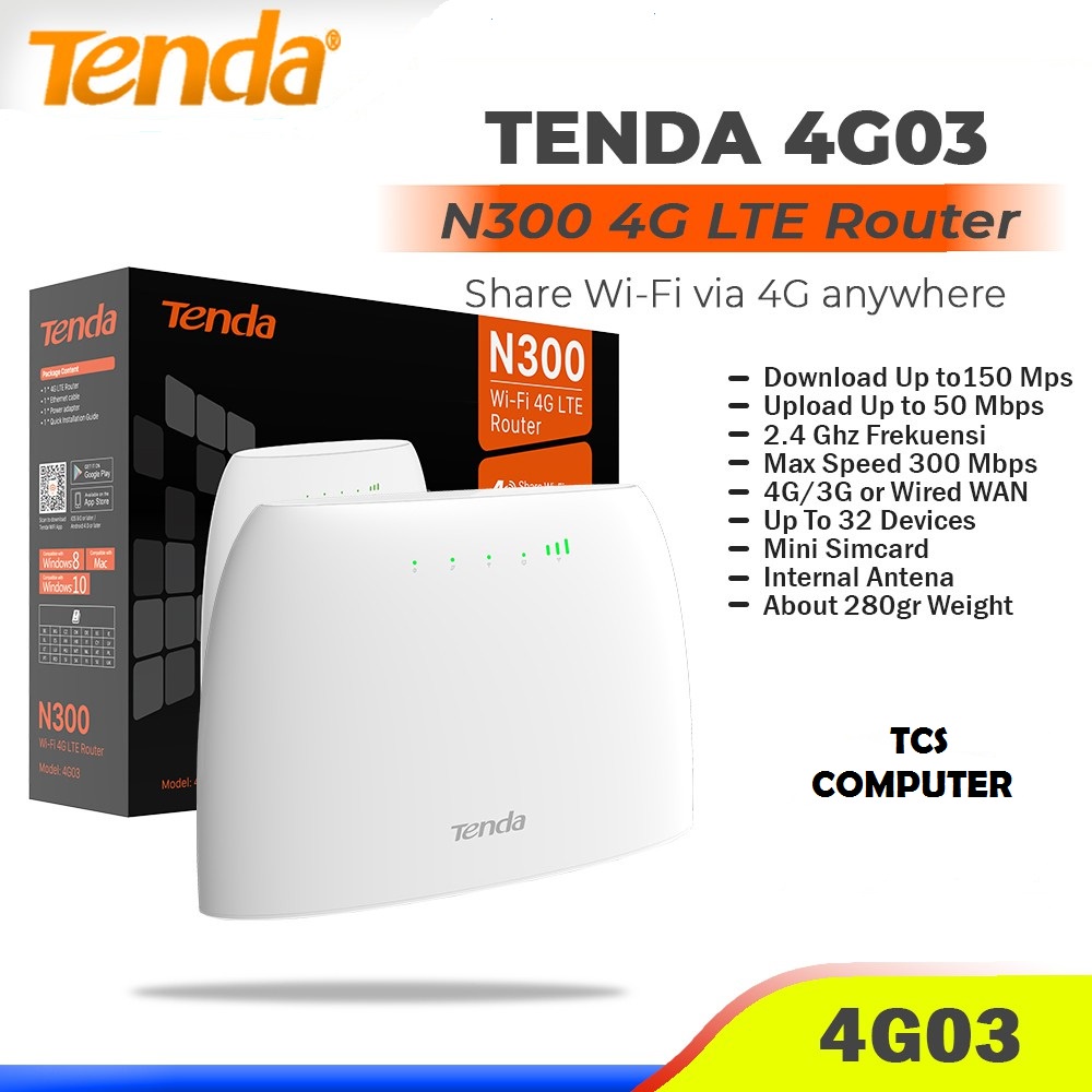 Tenda 4G03 N300 4G-03 Modem Router Wifi 4G LTE Unlock All Operator