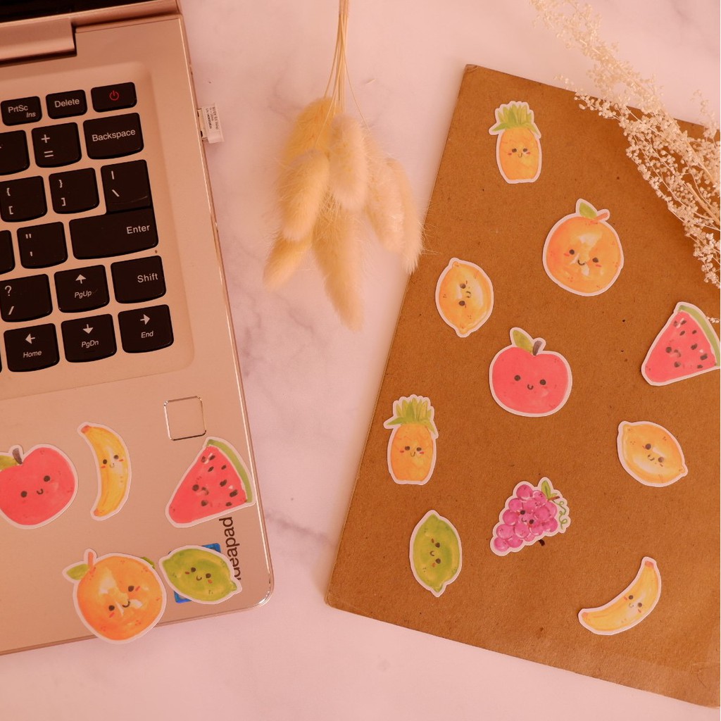 

Pretty Memoir Happy Fruits - Sticker Stiker Food Makanan Lucu Kawaii Waterproof Bujo Journal Laptop