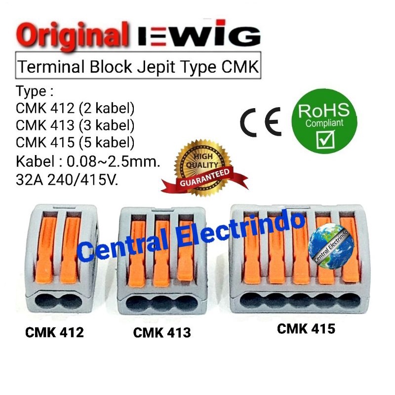 Terminal Block EWIG Penghubung Kabel Model Jepit CMK412 CMK413 CMK415.