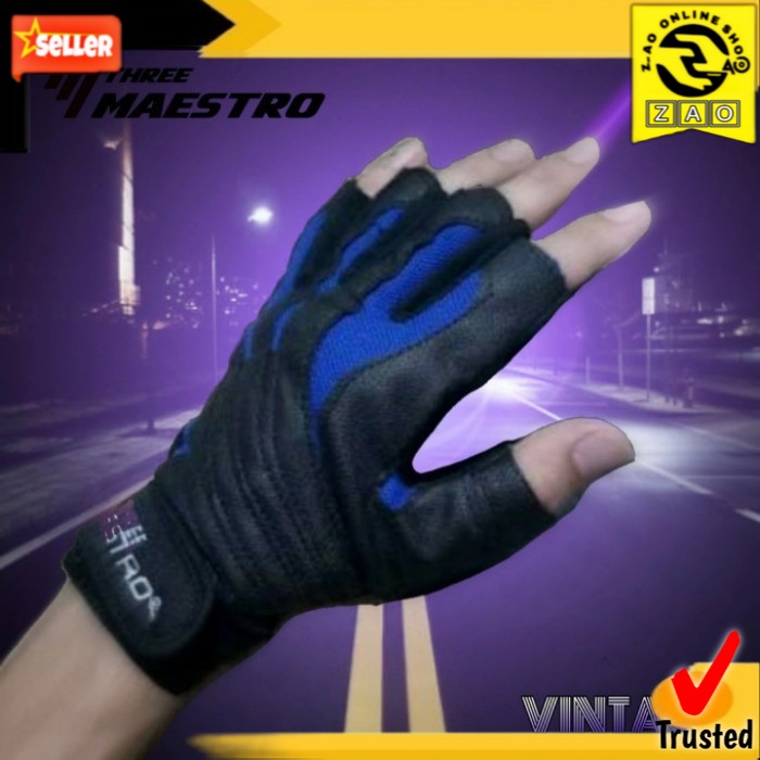 Sarung Tangan Motor Biker Touring Pendek Awet Nyaman - THREE MAESTRO seri Vintage