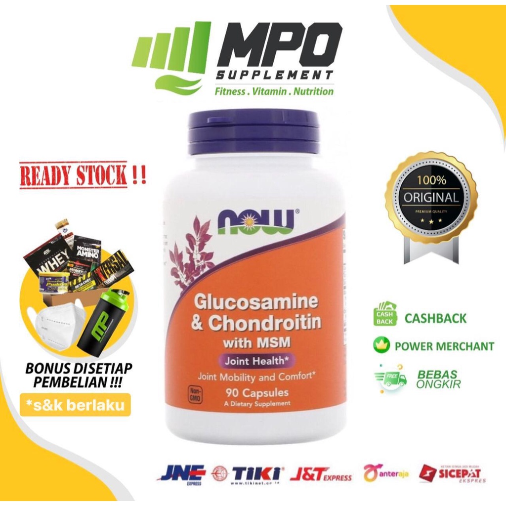 NOW Foods Glucosamine & Chondroitin with MSM (90 caps) Joint Health NOW Glucosamine Chondroitin MSM