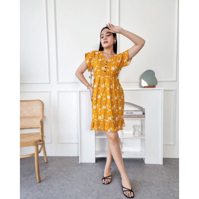 Dress Daster Pendek Laxa Kancing Busui Modis Premium Kekinian Modern Modis Bali Putri Mahalini Laxa