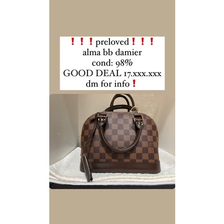 PRELOVED ORIGINAL LOUIS VUITTON ALMA BB DAMIER LV