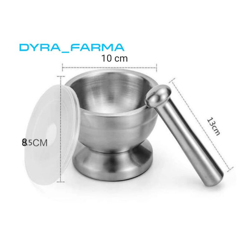 Mortar  Lumpang  Penumbuk Obat 10cm Stainless Steel  / Stamper Alat Penggerus Penghalus Obat Stainle