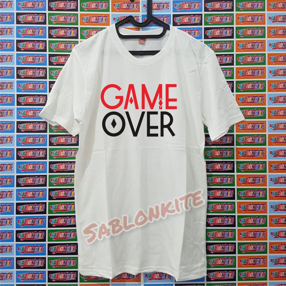 MURAH !!! KAOS SABLON GAME OVER BAHAN KAOS COTTON COMBED 30S