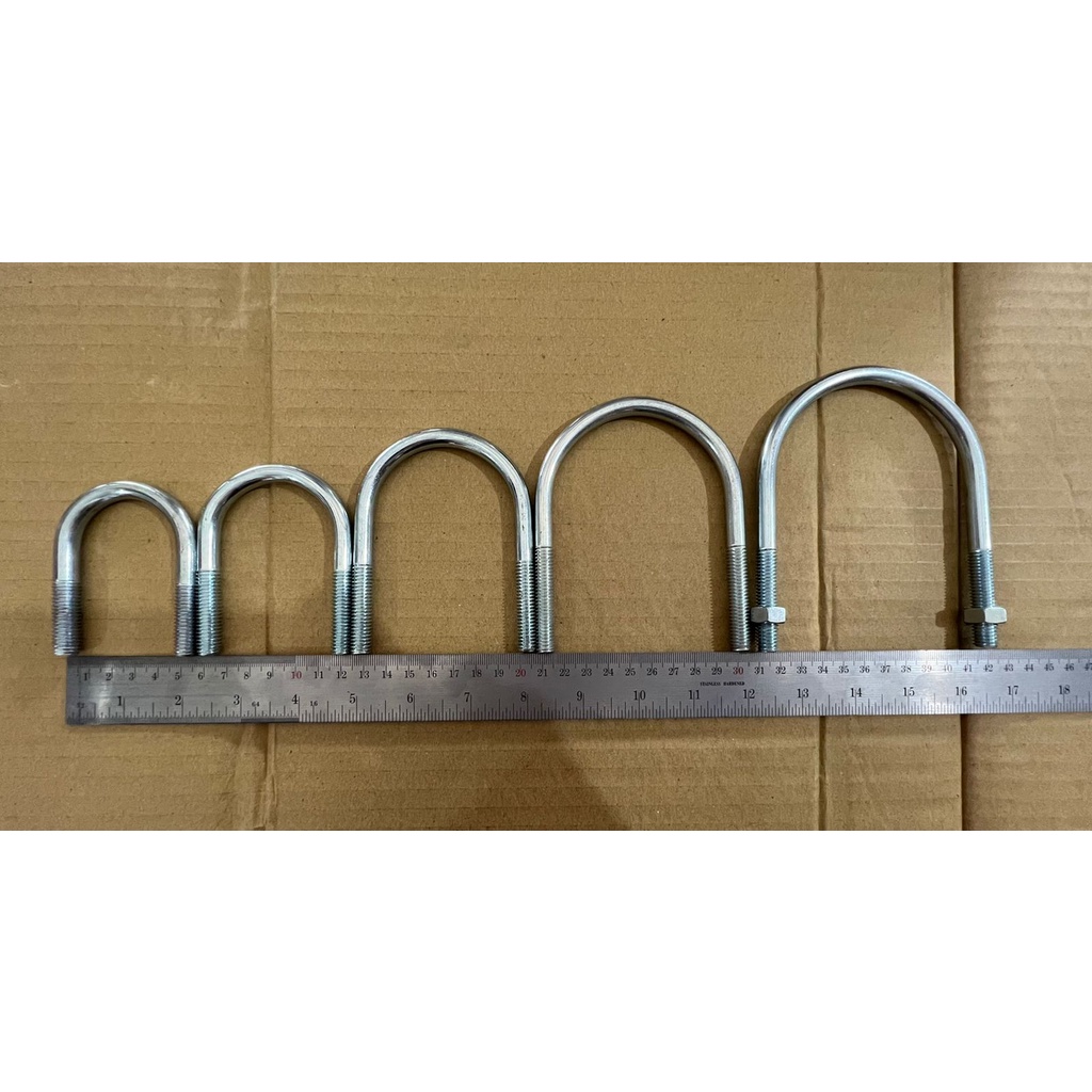 Baut U (U Bolt) 3/8" (setara dengan baut m10 / kunci 14)
