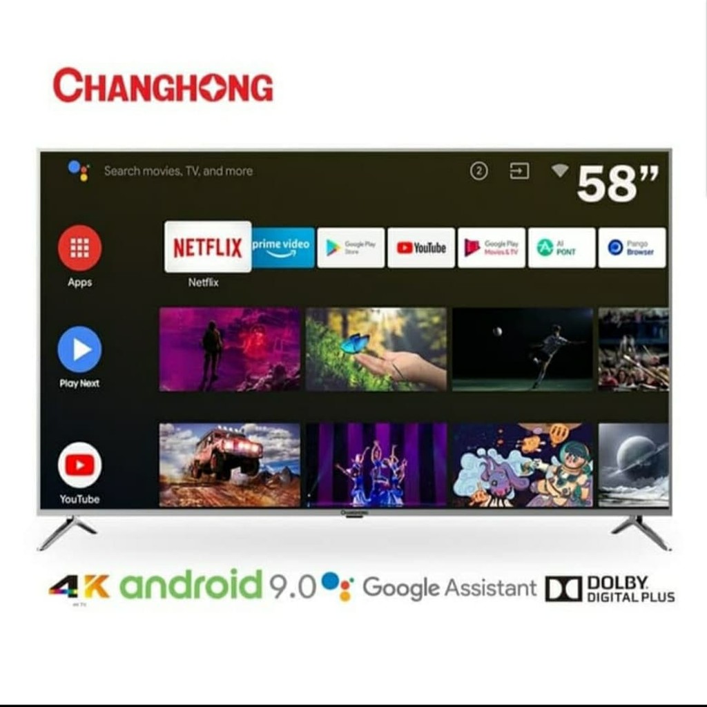 LED Changhong 58H7 UHD 4K Android tv versi 9.0 & Digital DVB - T2
