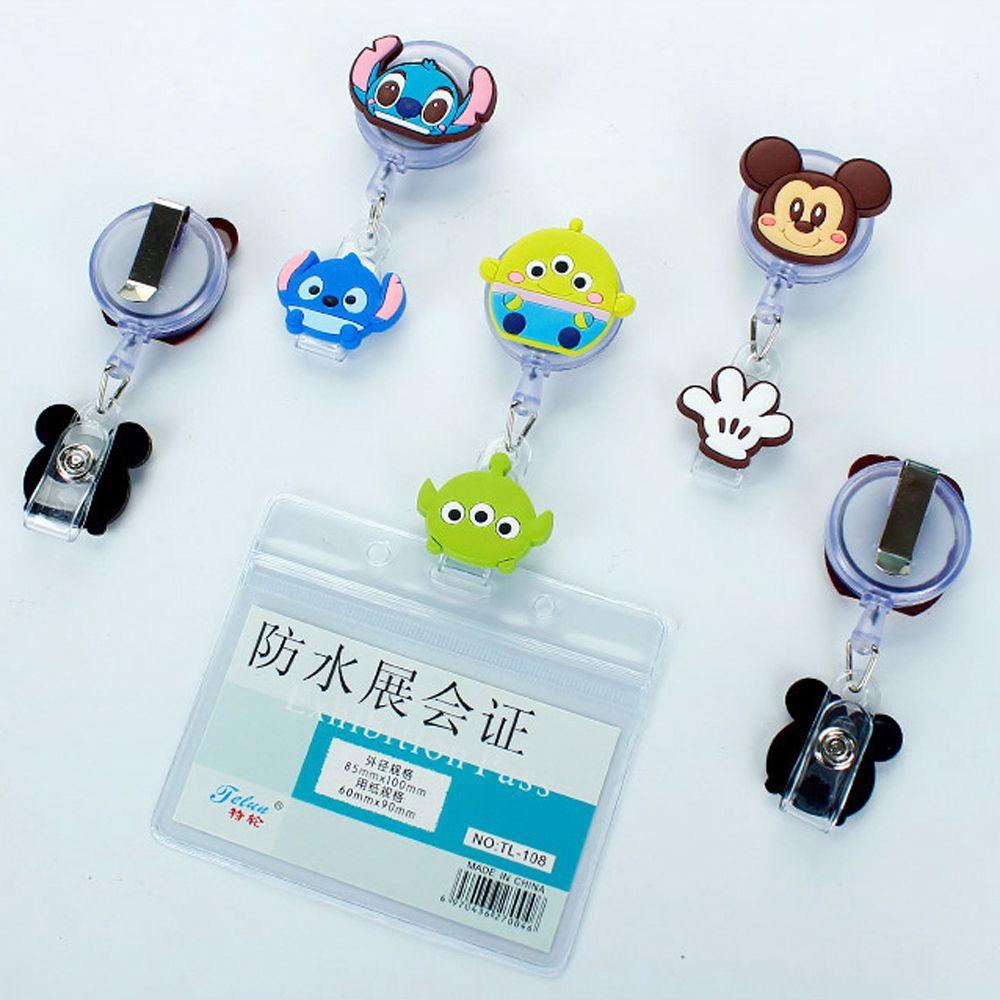 Lanfy Retractable Badge Reel Siswa Perlengkapan Kantor Name Tag Dokter Perawat Kartun Badge Holder Klip ID Card