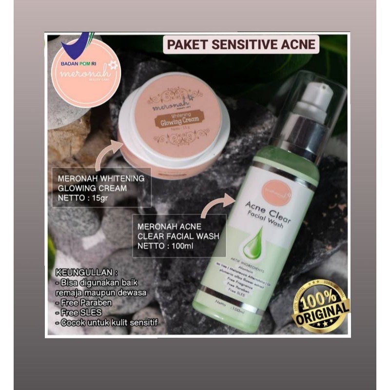 [Original] Paket Acne Meronah Glowing Cream / Paket Untuk Kulit Berjerawat/ Paket Penghilang Jerawat