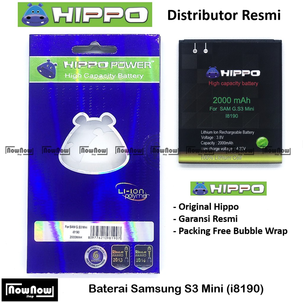 Baterai Hippo Samsung Galaxy S3 Mini i8190 Original Batre Batrai Battery HP Garansi Resmi