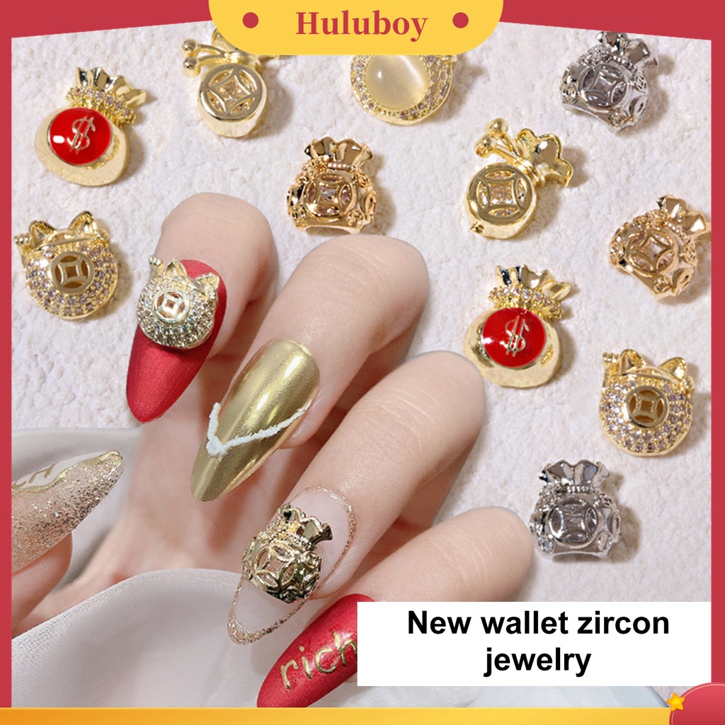 Huluboy Huluboy♡ Perhiasan Aksesoris Dekorasi Kuku Bahan Cubic Zirconia Alloy Untuk Salon