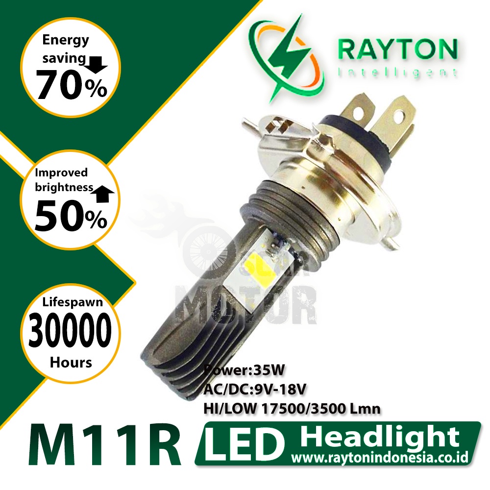 NEW Lampu Utama LED Motor H4 Hi-Lo DC 9V-18V 18W RTD M11RA 2 Mata HID motor