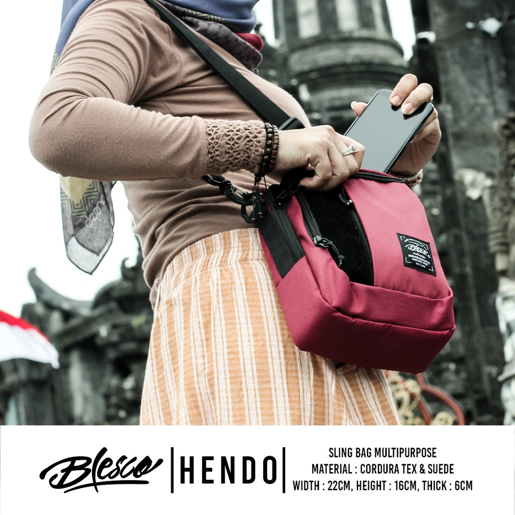 Tas Selempang Mini Wanita Simple Trendi Maroon Blesco Hendo