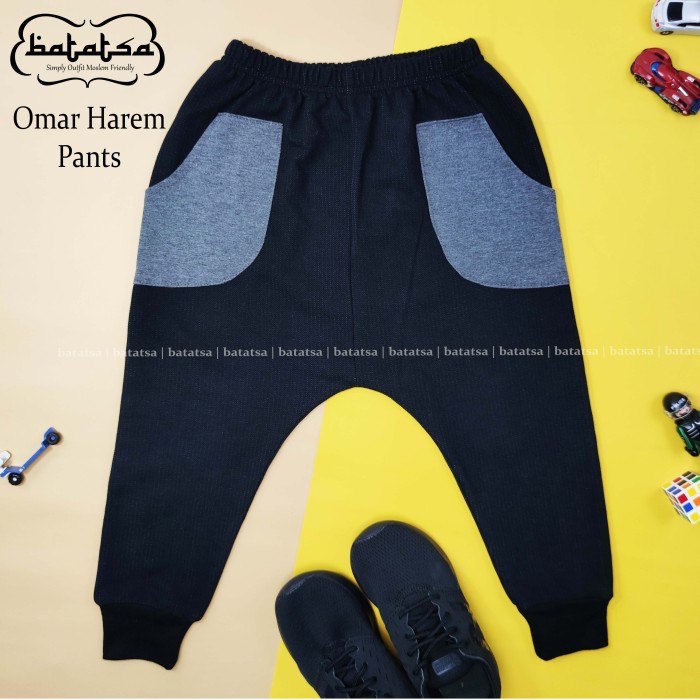 Fds20Y57O Omar Harem Pants By Batatsa | Celana Panjang Anak | Celana Harem Joger - Black/Dk.Grey,
