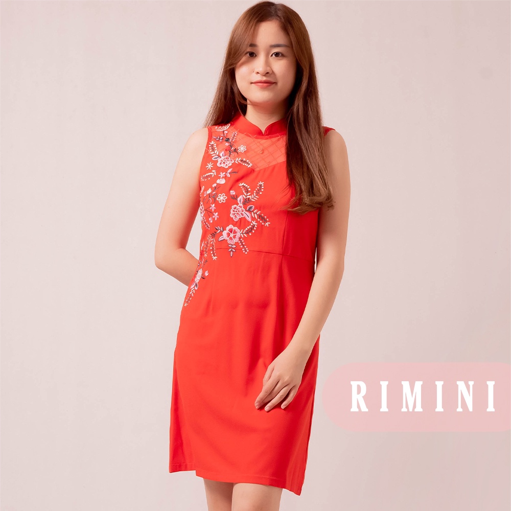 RIMINI - Dress Wanita Pesta Bordir Bunga Cheongsam Imlek S-L -Viola Cheongsam 9006