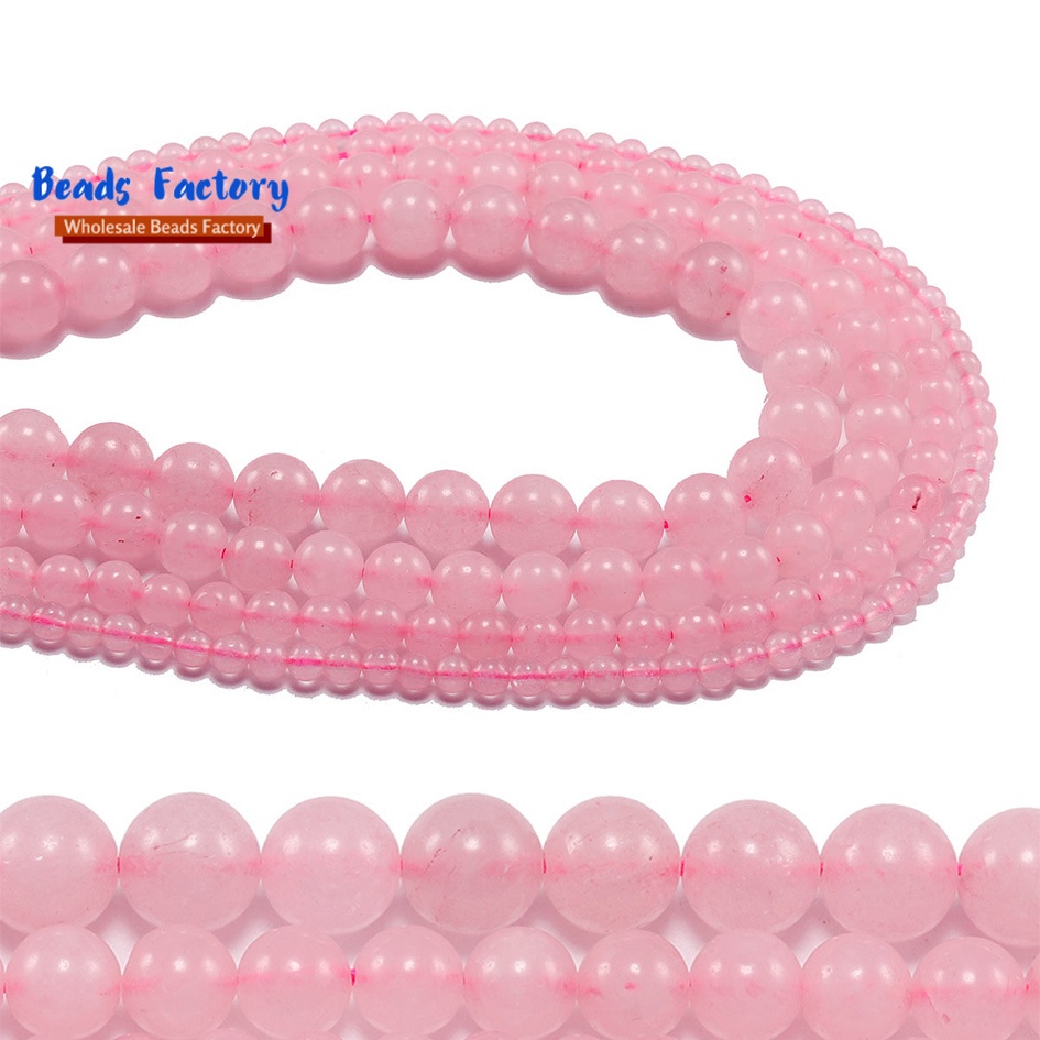 Manik Batu Kristal Pink Rose Quartz Kuarsa Pink Mawar Ukuran 4-12mm Untuk Membuat Perhiasan Diy