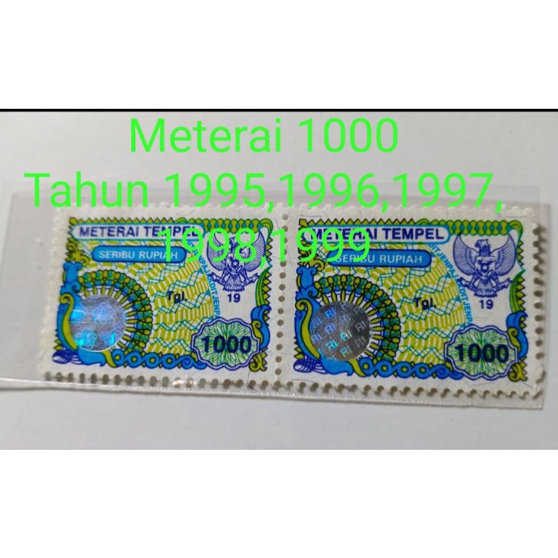 

Meterai 1000 Asli Tahun Pemakaian 1995,1996,1997,1998,1999 (S132)