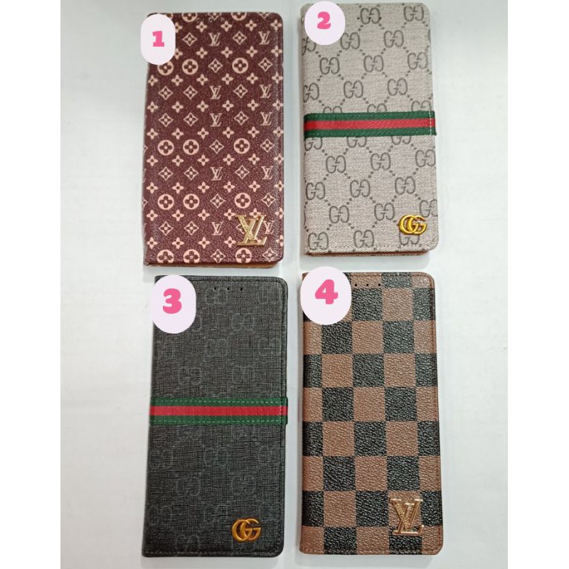 Leather Flip Cover Motif LV Samsung M10 Case Kulit Dompet