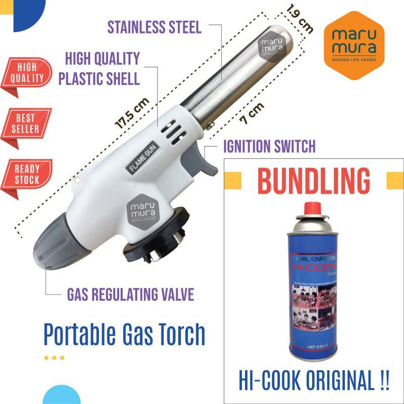 Flame Gun Stainless steel Portable Gas Torch BBQ Blow Torch Flame Gun Korek api pematik flame gun