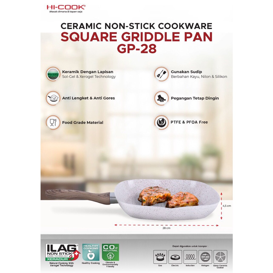 SQUARE GRIDDLE PAN HICOOK GP 28