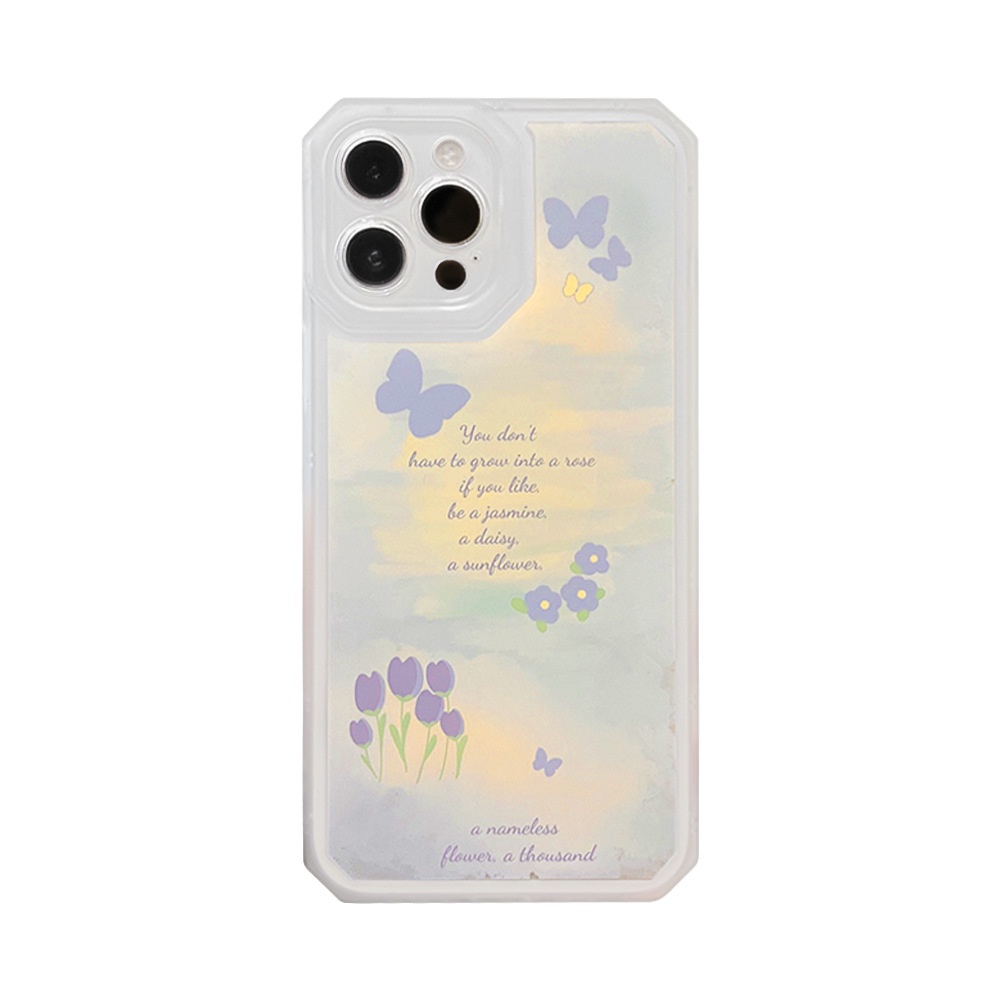 Butterfly Casing Iphone 13 8 7 Plus SE2 XS XR 11 12 PRO MAX Transparan Motif Kupu-Kupu Tulip