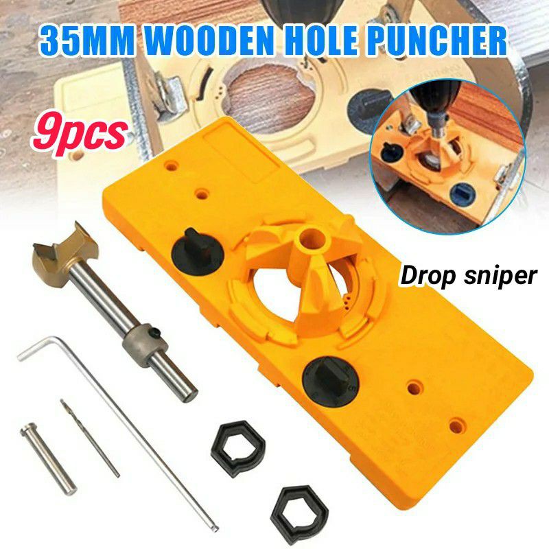 Alat Bantu Penanda Bor Engsel Sendok Lemari Kabinet Hinge Hole Jig Set Drill 35mm