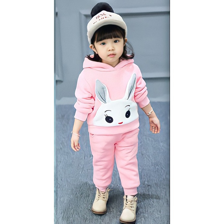 Plazababyku PASSWORD BUNNY HOODIE Setelan Sweater 1 - 7 Tahun Baju Anak BerKualitas