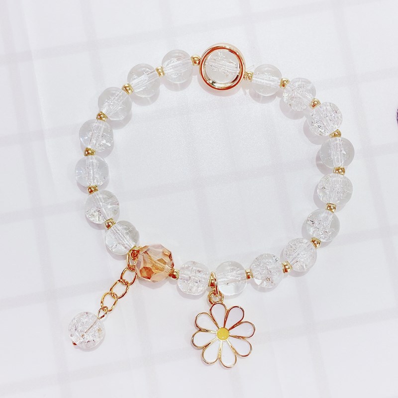 WE FLOWER FORTUNE We Gelang Tangan Manikmanik Kristal Aksen Bunga Daisy Pembawa Keberuntungan Untuk Wanita