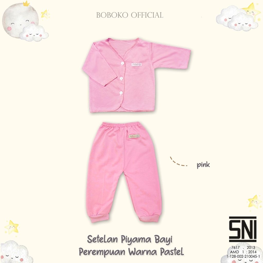 BOBOKO SETELAN BAYI PEREMPUAN LENGAN PANJANG WARNA PASTEL