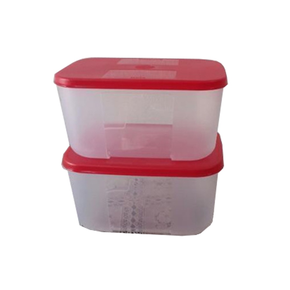Tupperware Freezermate 650ml 2pcs badan bening tutup merah