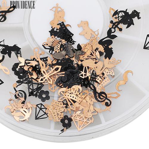 [Bayar Di Tempat]  3D Logam Natal Nail Art Decor Iris Hitam Perunggu Stiker Decal Foil Roda