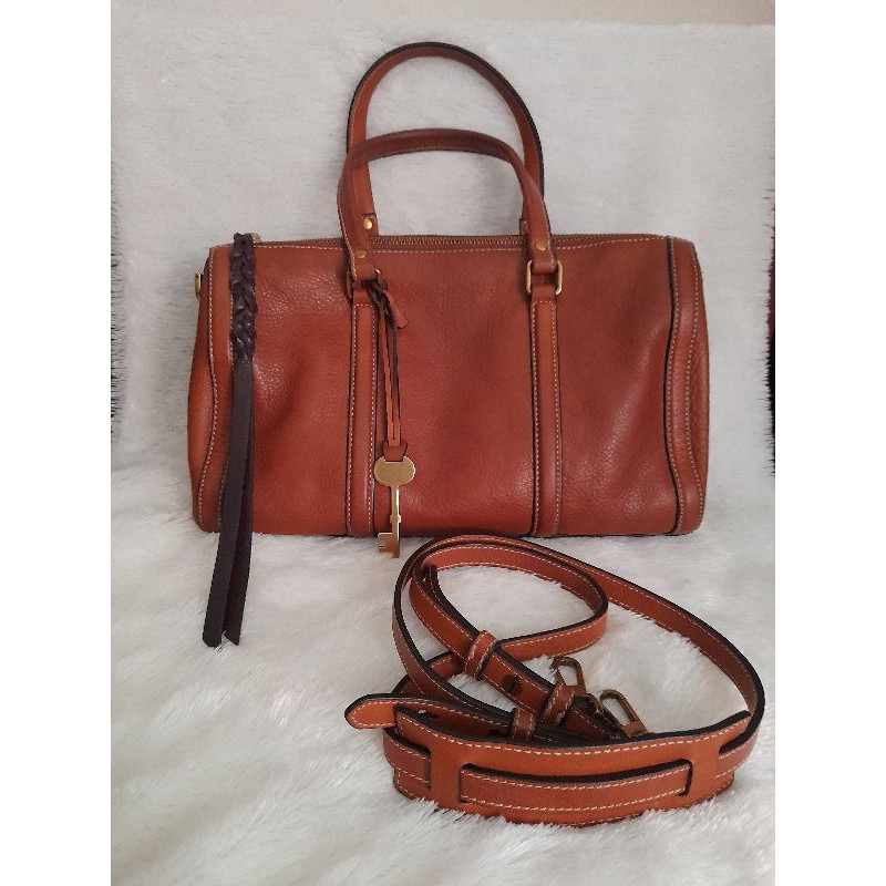 tas fossil kendal satchel small brown preloved