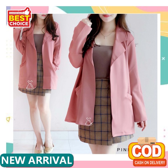 Outer Jas Blazer Cewek Bahan Linen Adem Terbaru Kekinian O-0101 Blazer O-0143 Blazer Houndstooth St 