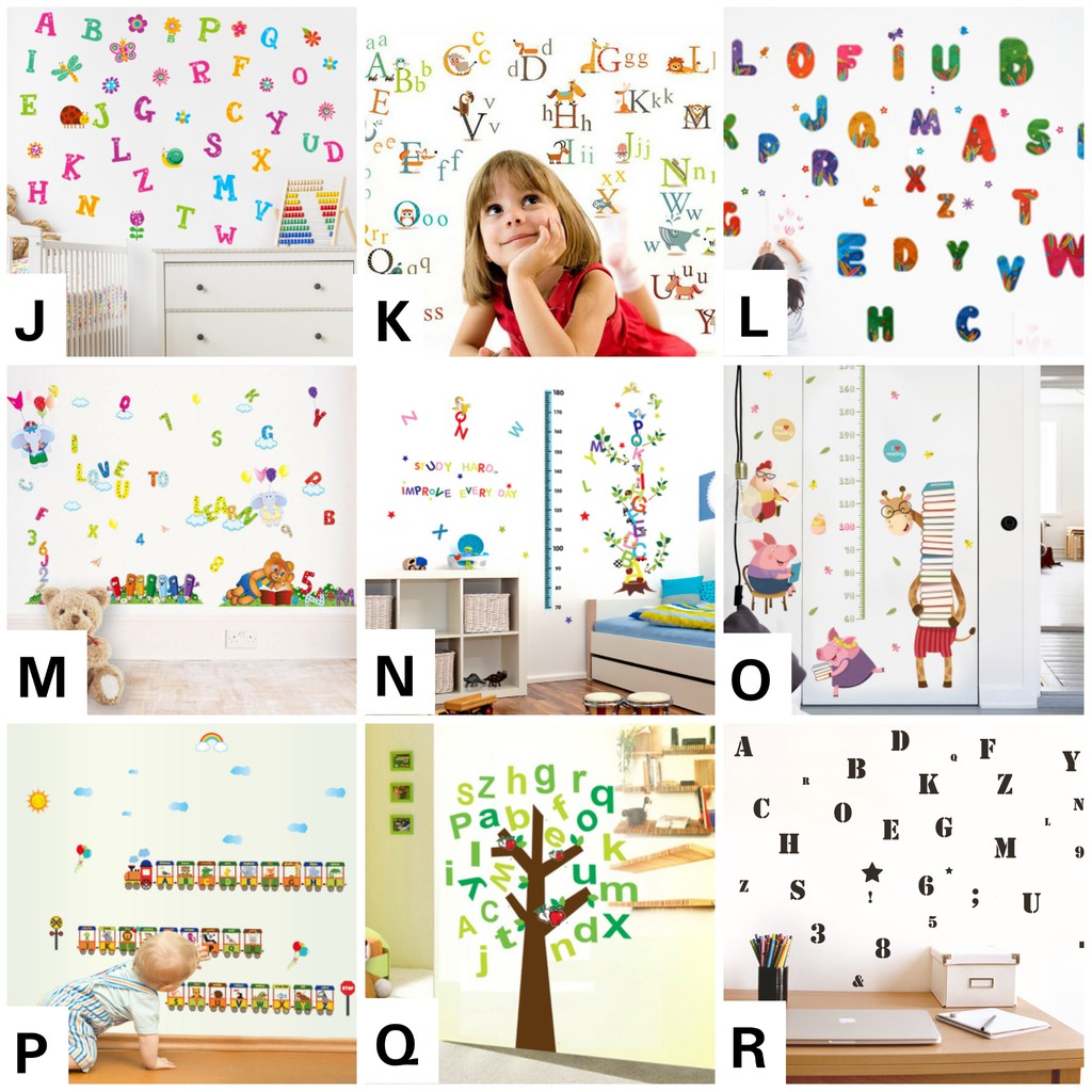 Reliza Wall Sticker Alphabeth Study Angka Huruf Anak Stiker Dinding LDR31