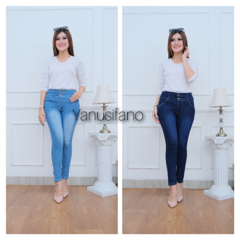 Celana Jeans Vanilla 2 BUTTON kain tebal // Celana Jeans Skinny Vanilla 2 BUTTON Premium