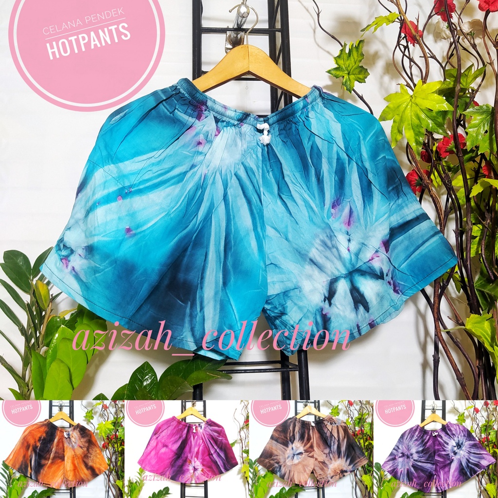 Celana Pendek Hotpants Tiedye Rayon Ukuran Jumbo Big Size Santai Dirumah