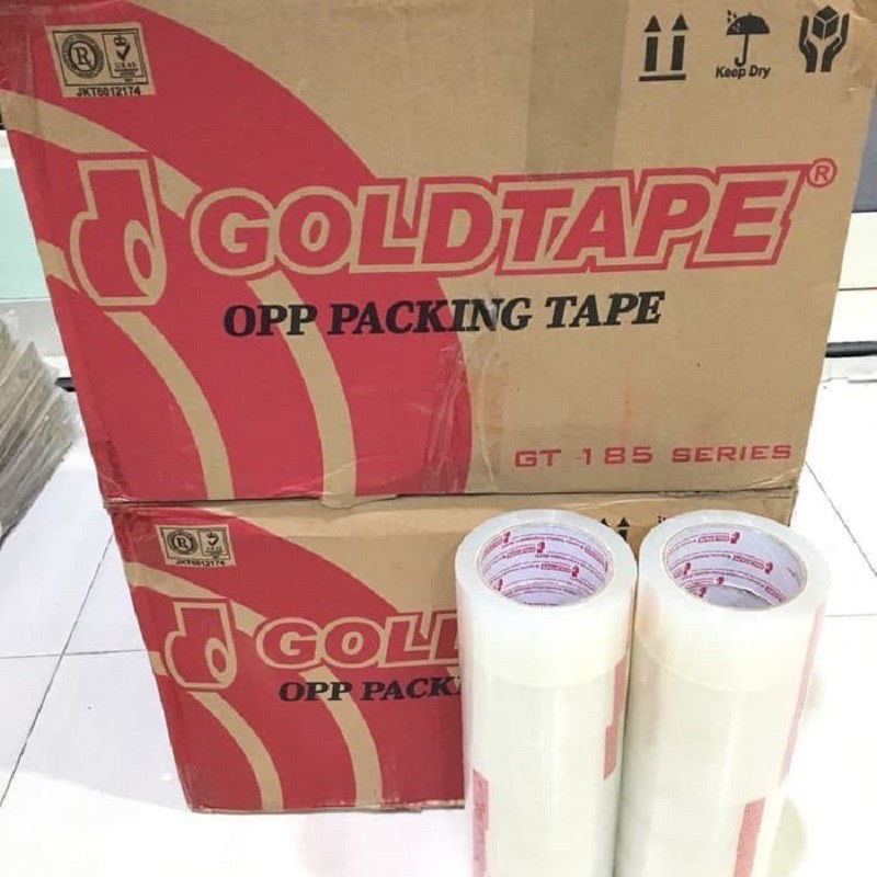 Lakban Isolasi OPP GOLDTAPE Coklat Bening 100 YARD 2 INCH 48mm x 100yards LEBAR MURAH LENGKET KUAT