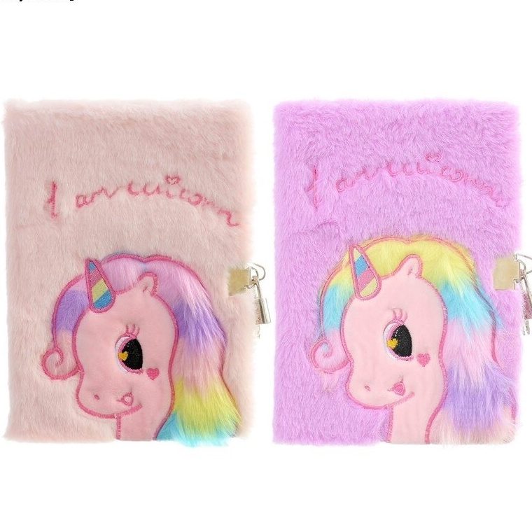 Buku Unicorn Gembok Lock agenda notebook buku unicorn bulu diary unicorn kado ultah anak kado unicorn berkualitas