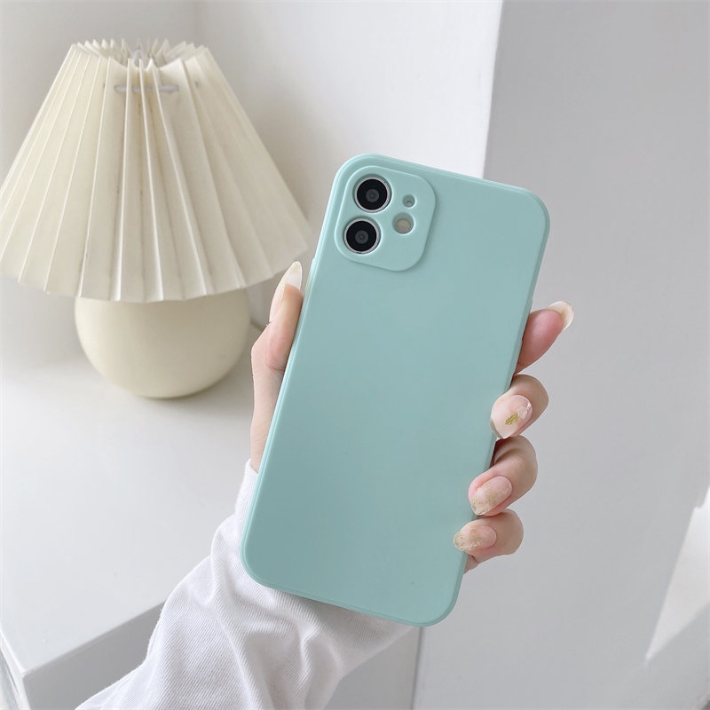 Ready Stock Casing OPPO A7 A5s A12 F5 Youth A37 Neo 9 F7 A3s A1K A5 A9 2020 A59 F1s A83 A39 A57 Candy Color Soft Rubber Shockproof Plain Camera Protection Phone Case-Light cyan