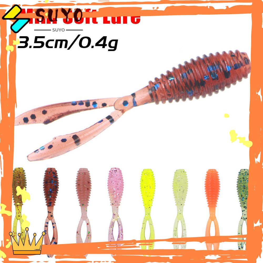 Suyo 10pcs Umpan Pancing Soft Bait Bentuk Ikan Twin Tail Wobbler Ukuran 36mm 0.3g