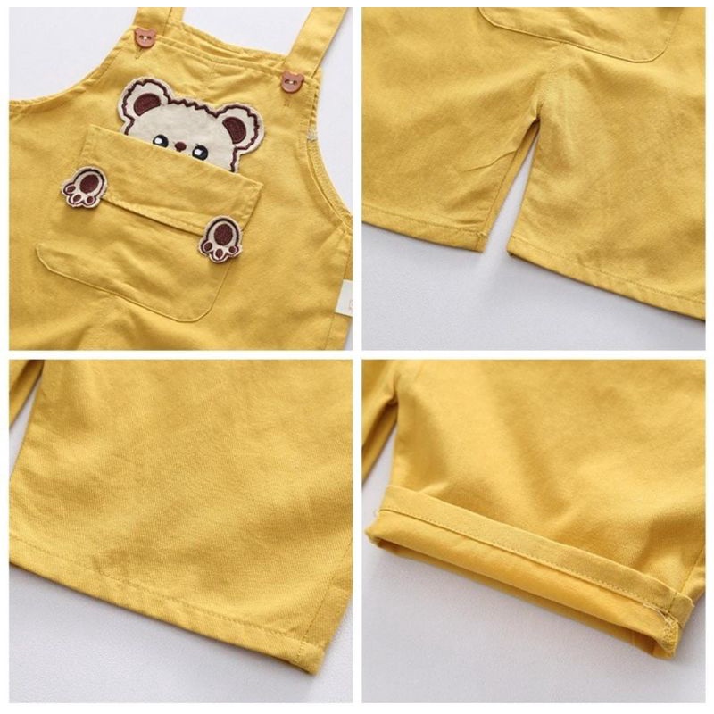 Set Overall Baju kemeja bayi jumpsuit Teddy bear beruang import lucu