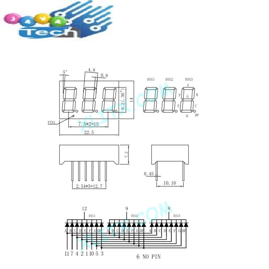 Seven Segment Display 7 Segment Merah 0.36 Inch 1-2-3-4-Jam Digit