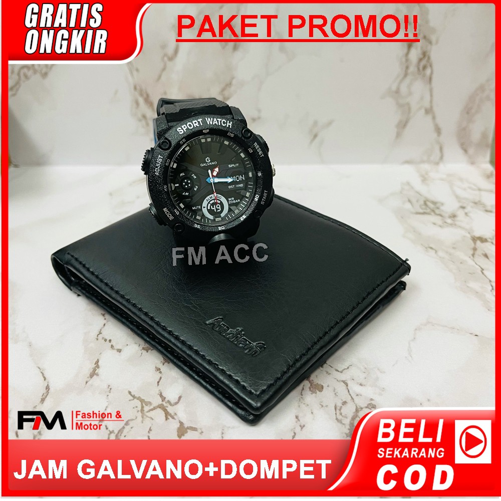 Dompet Kulit Pria IMPORT Murah &amp; Terbaru Plus Jam Tangan Pria Premium Ori Anti Air [HARGA PROMO]