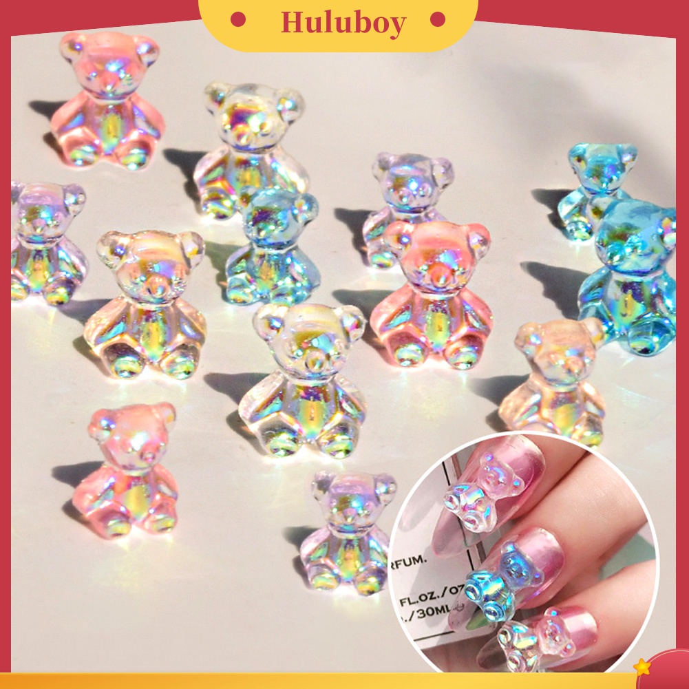 Huluboy Huluboy♡ 12pcs Ornamen Beruang 3D Lucu Untuk Dekorasi Kutek Gel UV Manicure DIY