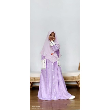 Setelan Busana Muslim Gamis Anak Perempuan ABR Bahan Baby Codoroy Free Masker 2ply/Set KidsLongdress
