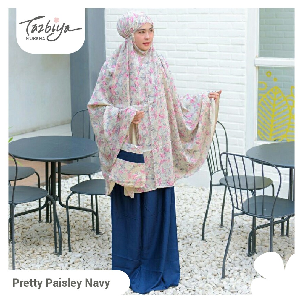 MUKENA TAZBIYA KOMBINASI PRETTY PAISLEY NAVY Mukena Jumbo