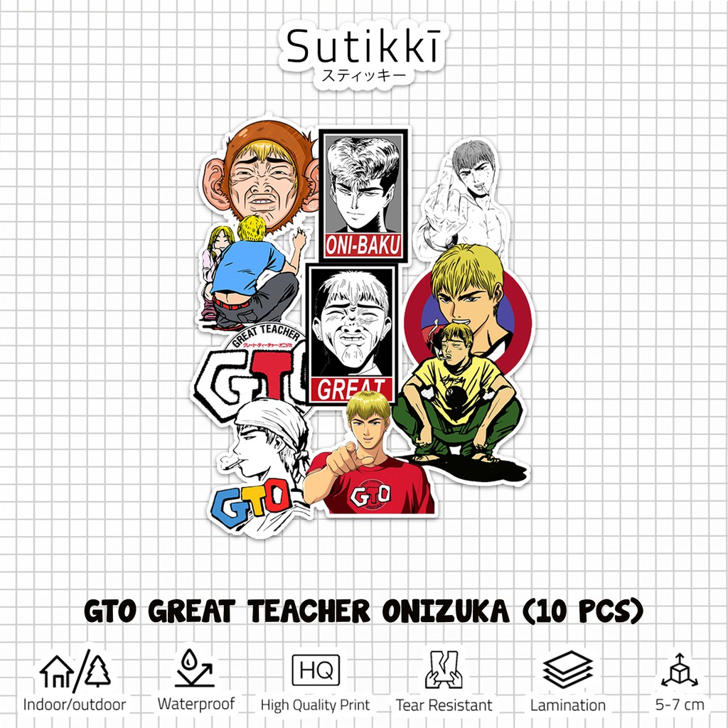 Sutikki | Sticker Pack GTO Great Teacher Onizuka Stiker Laptop Film Wibu Otaku | Anime Manga