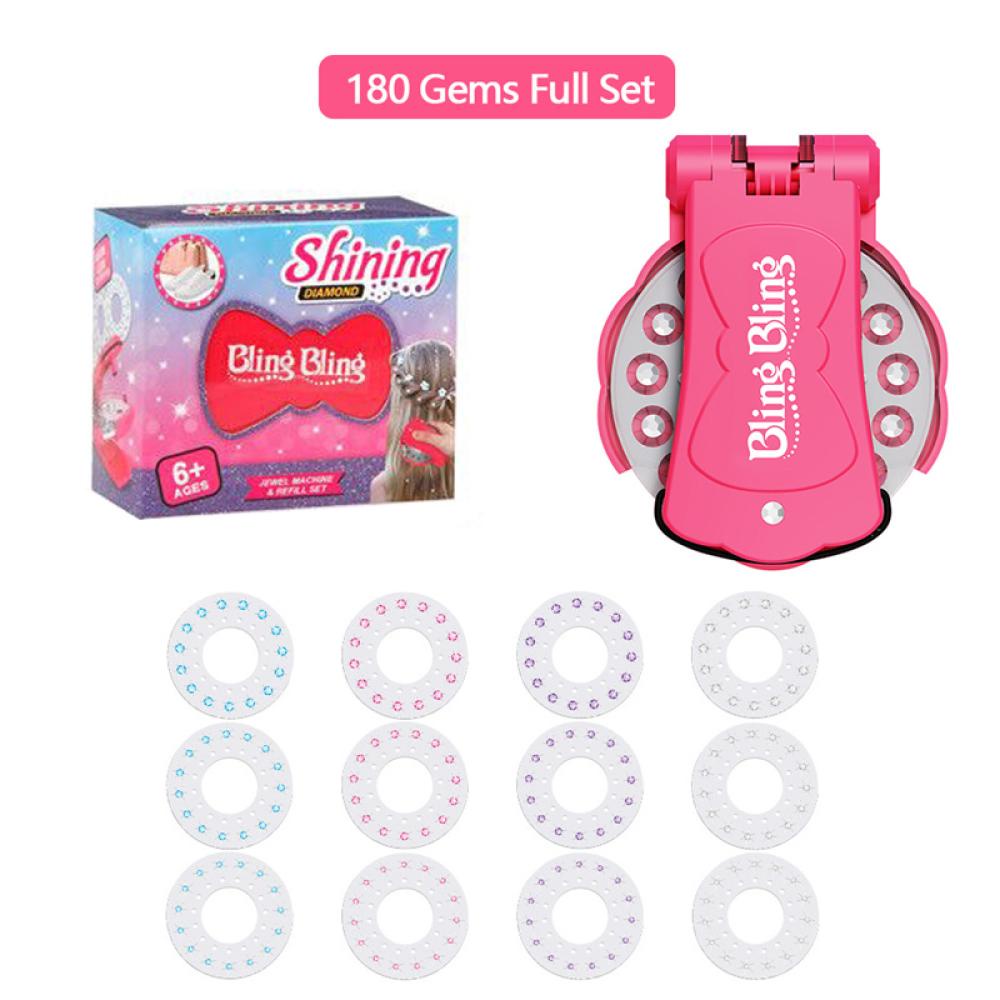 Timekey Mainan Mesin Stapler Plastik 180pcs Berlian Imitasi Untuk Anak Perempuan Bermain Peran B9T8