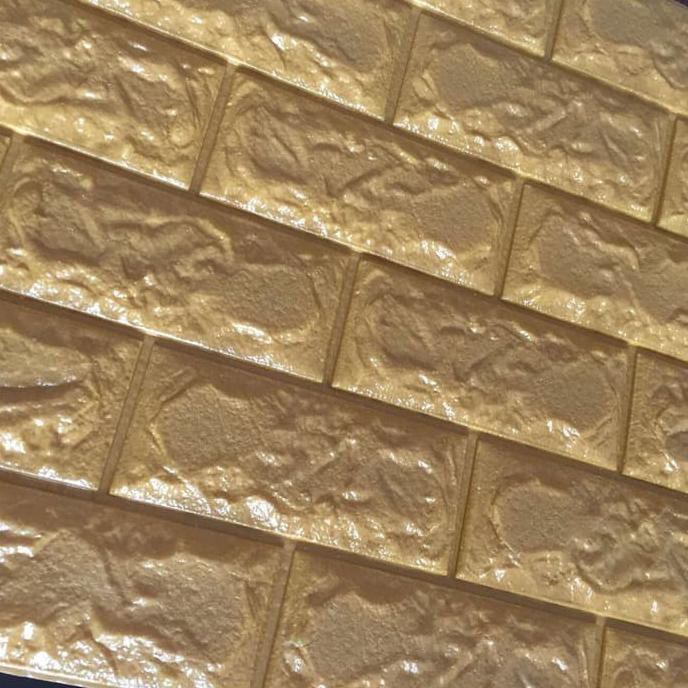 Sale Wallpaper Dinding 3D Foam Brick Batu Bata - Gold/Emas Sale