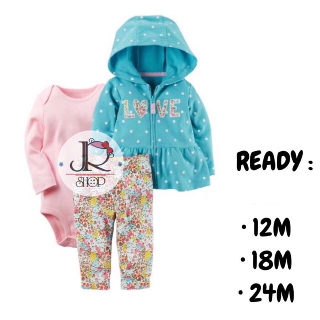 setelan bayi jumper cardigan celana panjang carter baju bayi perempuan